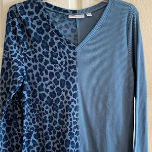 Womens Baby waffle, split print, v-neck tunic
